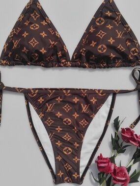 Louis Vuitton Brown Monogram Triangle Bikini set